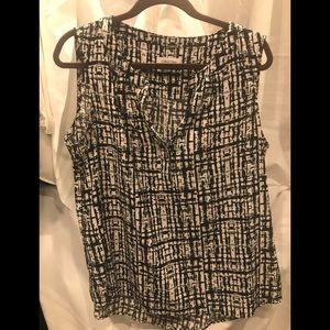 Calvin Klein black/white geometric Blouse size XL